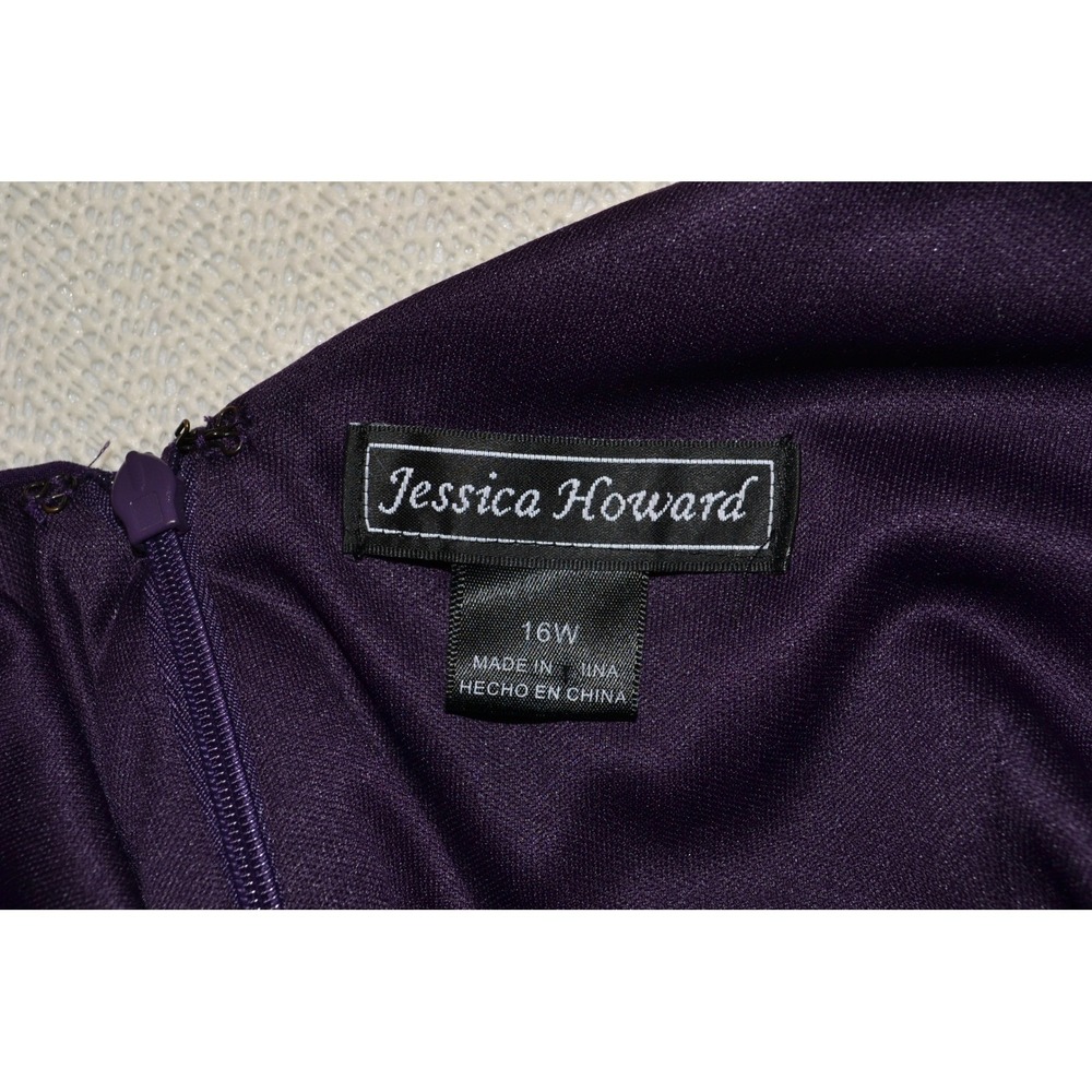 Jessica Howard Purple Maxi Dress Womens 16W Sleeveless V Neck Formal Evening - Picture 5 of 7